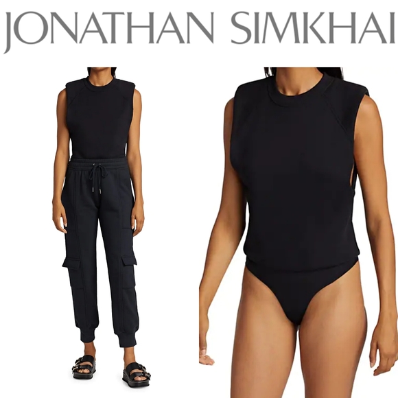 Jonathan Simkhai Tops - Jonathan Simkhai Standard Channing Sleeveless Shoulder Pad Bodysuit